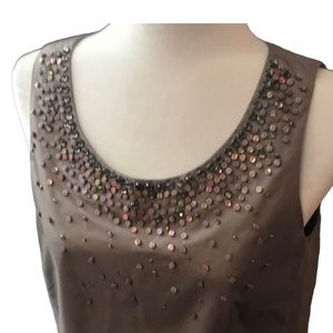 {J. Crew} 100% Silk Tulle Rhinestone Embellished Tank Style Blouse